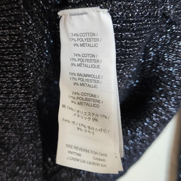 NWT J. Crew Button-Up Cardigan, Midnight Blue with Metallic Threads, Large - Picture 4 of 5